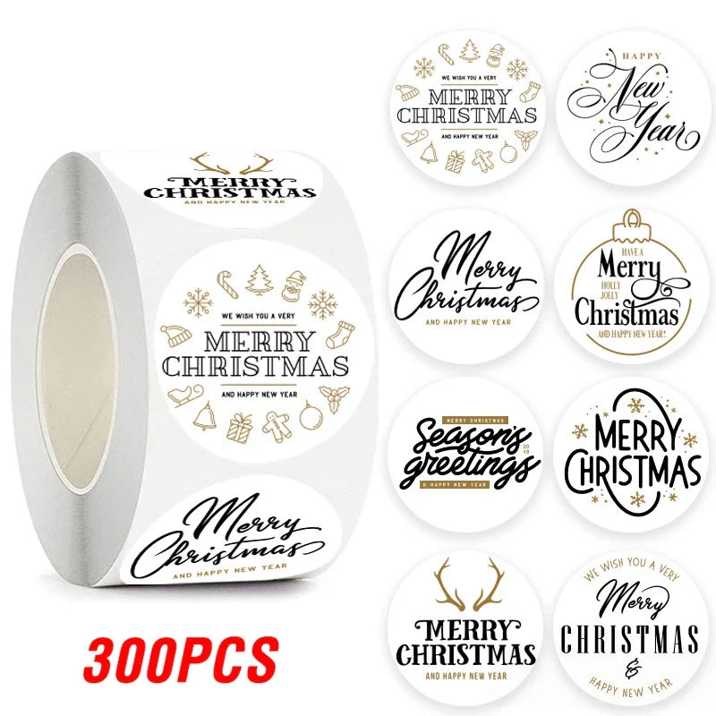 100-500pcs Merry Christmas Gift Box Decoration Seal Sticker Home Party Supplies Envelope Label Scrapbook Stickers (ONLINE ORDER ONLY)