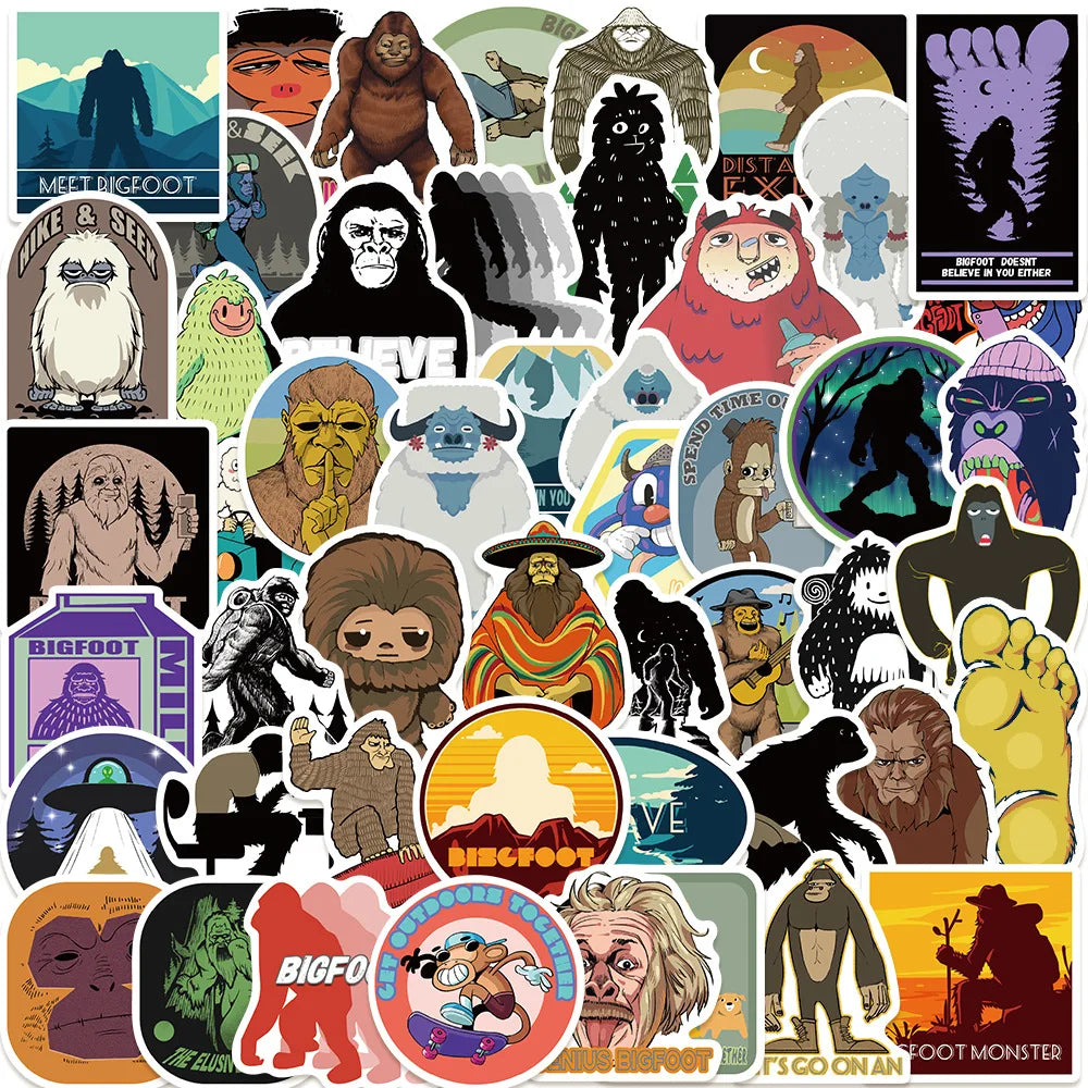 50pcs Sasquatch Monster Graffiti Stickers for Helmet, Wall, DIY Decoration (ONLINE ORDER ONLY)