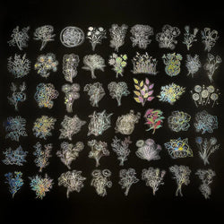 Holographic Flower Cartoon Stickers - 10/30/50/100pcs Kawaii Decal Scrapbooking Stationery (Online Order Only)