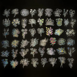 Holographic Flower Cartoon Stickers - 10/30/50/100pcs Kawaii Decal Scrapbooking Stationery (Online Order Only)