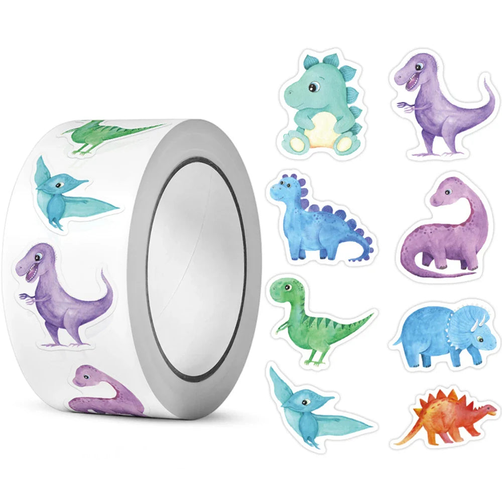 100-500pcs Animals Dinosaur Stickers Reward Stickers for School Reward Students Teachers Cute Decoration Gift Box Sticker Label (Online Order Only)
