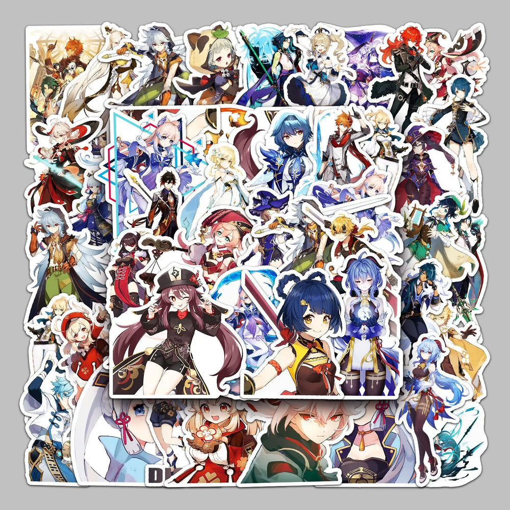 50Pcs Genshin Impact Cartoon Graffiti Stickers for Helmet, Desktop, Wall Decoration (Online Order Only)