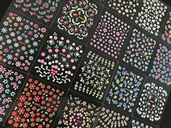 50 Sheets! 3D Flower Nail Art Stickers Decals NOT Repeat Black/White/Colorful Self Adhesive Nail Sticker Decals Random Pattern * (ONLINE ORDER ONLY)