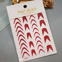1Pc Red Pink White Heart Bow Nail Art Stickers with Glitter Sequins 5D Self Adhesive Nail Decorations Slider Decals DIY Manicure (ONLINE ORDER ONLY)