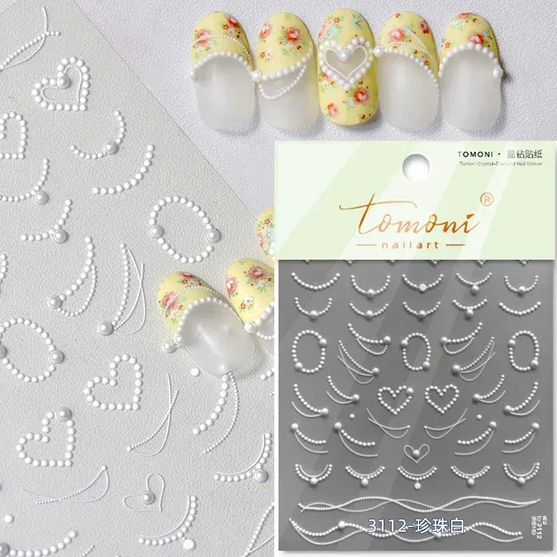 Gradient Halo Dyeing Dark Red Rose Flower Rhinestone Lace Bow Heart 3D Self Adhesive Nail Art Decoration Sticker Manicure Decals (ONLINE ORDER ONLY)