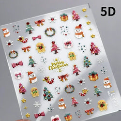 Snowman Apple Stars Gift Bell Snowflake Christmas Tree 3D Jelly Self Adhesive Nail Art Stickers Santa Claus Xmas Manicure Decals (ONLINE ORDER ONLY)