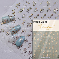 Hot Stamping Silver Rose Gold Tender Leaf Branches Flower Slash Leaves Maple Leaves Ginkgo Plant Flower Nail Art Stickers Decals (ONLINE ORDER ONLY)