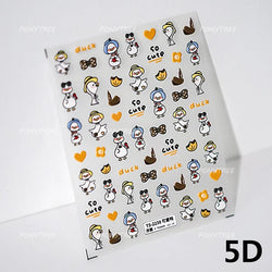 Cute Duck Pear Bowknot Mini Flower Duckling Line Bow Photo Frame Seal Stamp Figure Self Adhesive Nail Art Sticker Manicure Decal (ONLINE ORDER ONLY)