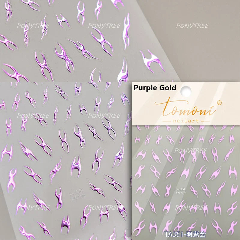 Golden Ink Brush Hot Stamping Irregular Lines Texture Sensation Moon Advanced Feeling Adhesive Nail Art Sticker Manicure Decals (Online Order Only)