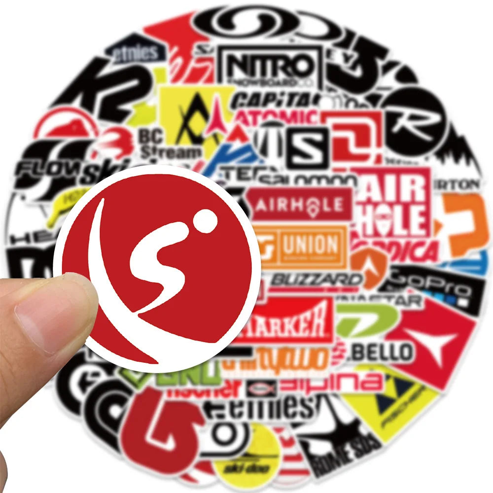 10/30/50PCS Cool Ski, Skate, and Snowbord Brand Logo Sticker Packs (ONLINE ORDER ONLY)