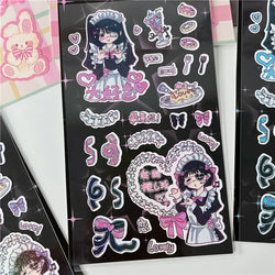 Korean Cute Maid Devil Angel Girl Stickers Scrapbooking DIY Album Decoration Sticker Aesthetic Personalized Kawaii Stationery (ONLINE ORDER ONLY)