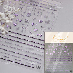 White Flower Colourful Butterfly Pearl Petal Beautiful Garden Charming Plant 5D Self Adhesive Nail Art Stickers Manicure Decals (ONLINE ORDER ONLY)