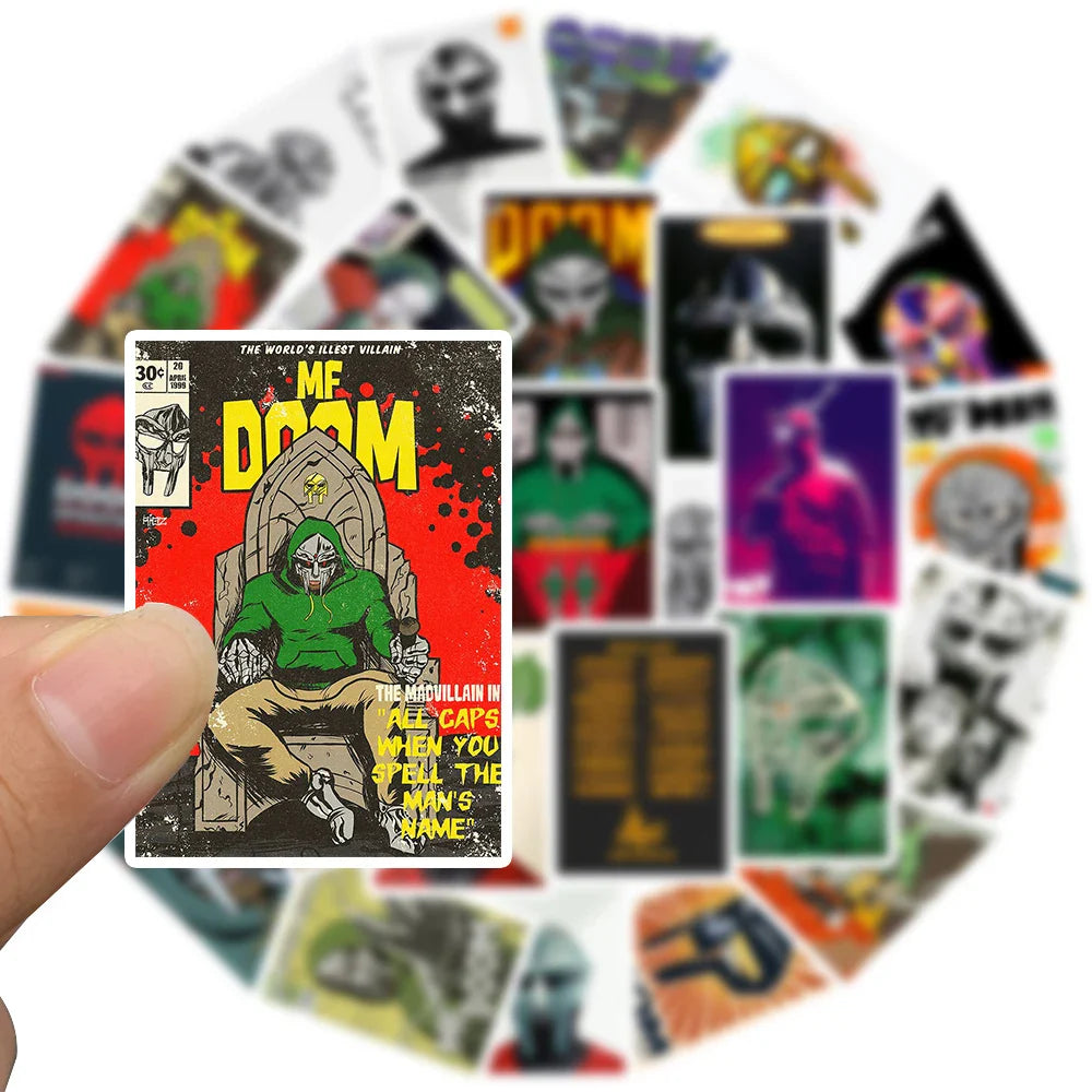 25PCS Hip Hop Rapper Mf Doom Stickers Singer Fan Gift DIY Decoration Phone Cup Luggage Scrapbook Laptop Helment Guitar Toy Decal (Online Order Only)