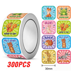 50-300pcs Reward Stickers Cartoon Animal Sealed Packaging Decoration Label Stickers School Teacher Kids Stationery Sticker (ONLINE ORDER ONLY)