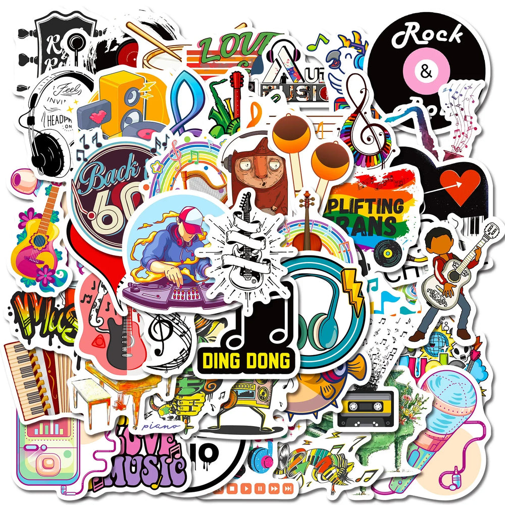 50pcs Punk Rock Music Graffiti Stickers for Helmet, Wall, DIY Decor (ONLINE ORDER ONLY)