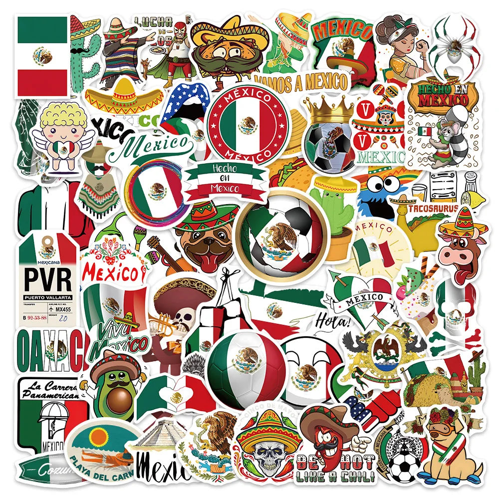 60/120Pcs Wild Food Mexico Style Cartoon Lable Stickers for Car Helmet Luggage Bicycle Guitar Decal Notebook Skate Trunk (ONLINE ORDER ONLY)