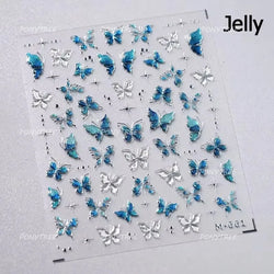 Green Blue Glass Butterfly Lily Flowers Star Line Water Droplet Charming Shiny Self Adhesive Nail Art Stickers Manicure Decals (ONLINE ORDER ONLY)