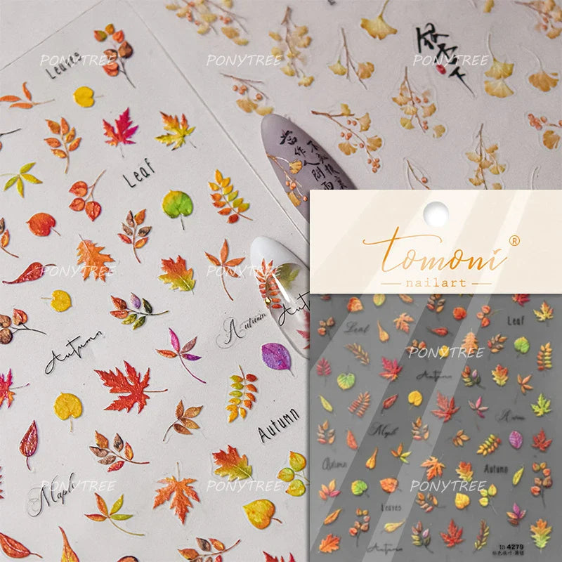 Pink Flower Hot Stamping Silver Leaves Branch Wicker Willow Plant Chic Adhesive Nail Art Decorations Stickers Manicure Decals (Online Order Only)