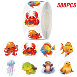 100-500pcs Cartoon Marine Animals Stickers Reward Stickers Party Gift Seal Label Children Stationery Stickers (ONLINE ORDER ONLY)