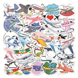 10/50PCS Aircraft Stickers Children's Toys Vehicle Airplane Stickers for Luggage Skateboard Laptop Home Refrigerator Decoration (ONLINE ORDER ONLY)