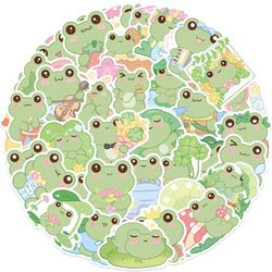 50Pcs Energetic Frog Stickers Waterproof Cute Animals Sticker Scrapbooking Skateboard Luggage Water Bottle Decals (ONLINE ORDER ONLY)