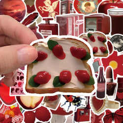 10/30/50PCS Cartoon Red Stickers Cute Ins Style Aesthetic Decals Gift Decoration For DIY Fridge Phone Bike Motorcycle Guitar Toy (ONLINE ORDER ONLY)