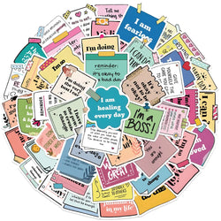 50pcs Motivational Stickers Cute Cartoon Self-affirmation Sticker For Laptop Water Bottle Luggage Notebook Phone Vinyl Decals (ONLINE ORDER ONLY)