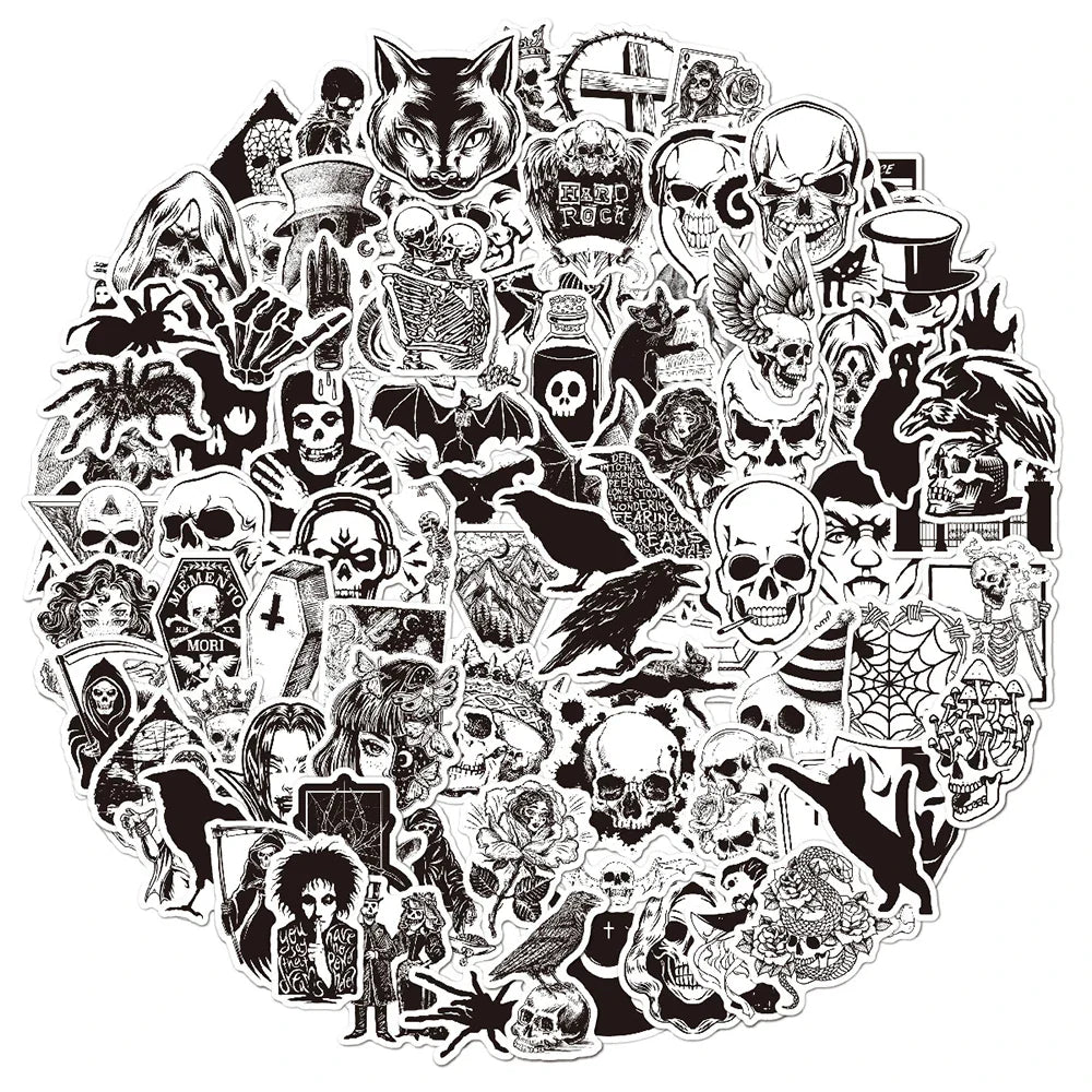 Gothic Graffiti Stickers: 10/30/50/100PCS Waterproof for Car, Motorcycle, Luggage, Guitar, Skateboard (Online Order Only)