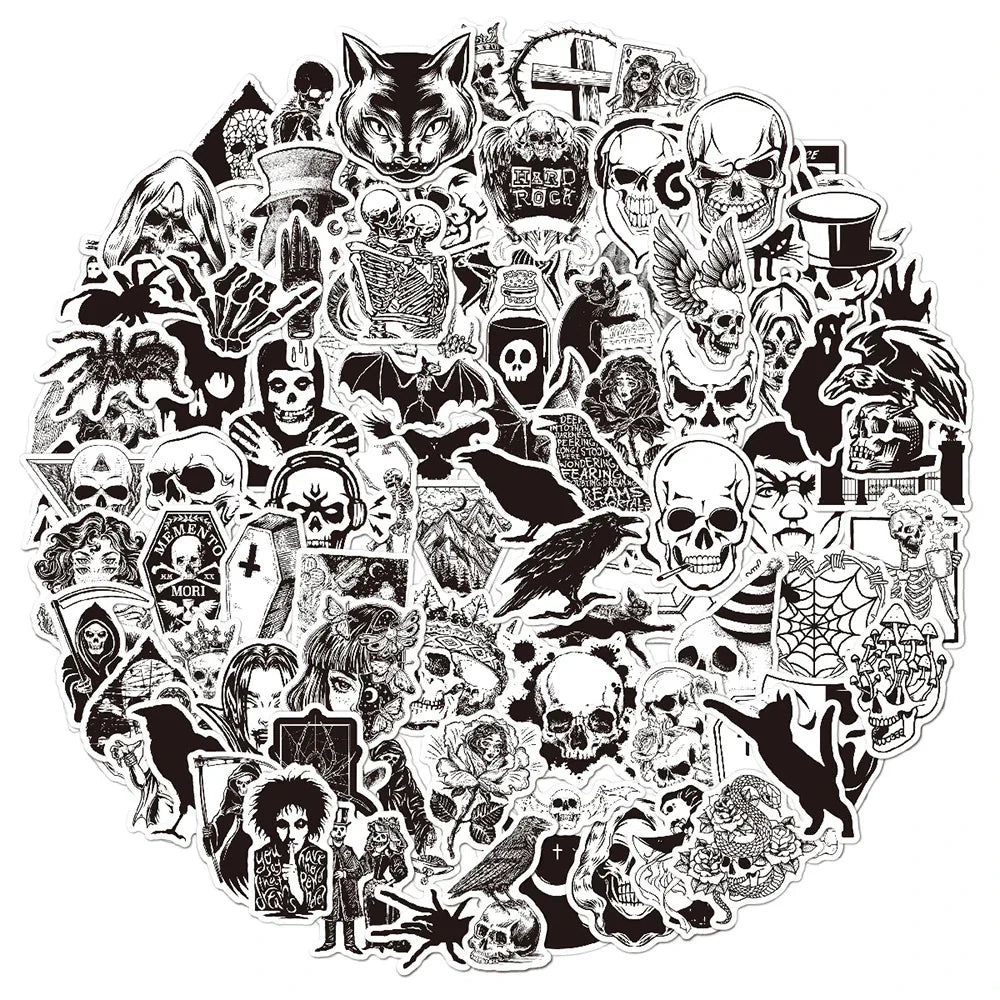 Gothic Graffiti Stickers: 10/30/50/100PCS Waterproof for Car, Motorcycle, Luggage, Guitar, Skateboard (Online Order Only)