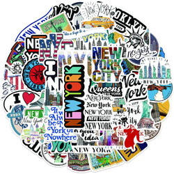 50Pcs New York Stickers America Kawaii Cartoon Decal For Skateboard Bicycle Guitar Laptop Kids Waterproof Stiker Toys (ONLINE ORDER ONLY)