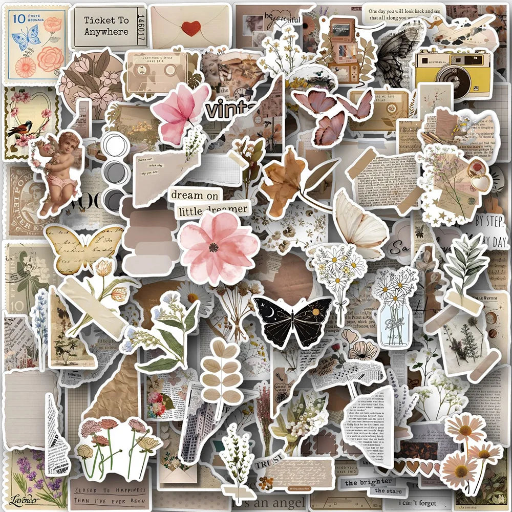 Retro Flower Butterfly Stickers: Laptop, Phone, Luggage, Scrapbook, Car Decals (ONLINE ORDER ONLY)