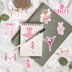 50pcs Cute Pink Ballet Dance Girls Stickers DIY Decoration For Laptop Notebook Suitcase Laptop Phone Sticker Toy Art Decals ﻿ (ONLINE ORDER ONLY)
