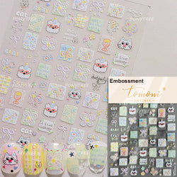 Cute Little Cat Colourful Flower Bowknot Umbrella Rain Boot Paintings Paper Boat Daisy Duckling Nail Art Sticker Manicure Decals (ONLINE ORDER ONLY)