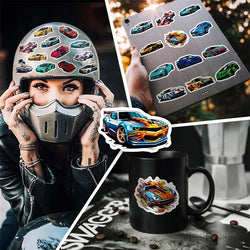 10/30/50PCS Cute Cool Car PVC Sticky Sticker Aesthetic DIY Korean Stationery Decoration Scrapbooking School Supplies for Kids (ONLINE ORDER ONLY)