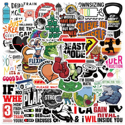 50pcs Funny Cartoon Sports Gym Fitness Stickers Motivational Sticker For Luggage Laptop Guitar Waterproof Vinyl Phone Decals (Online Order Only)