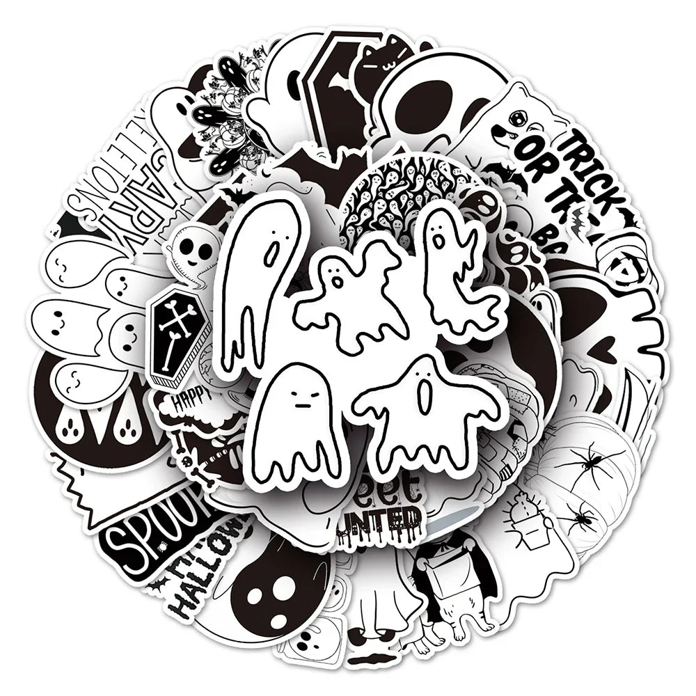 10/30/50PCS Cute Halloween Stickers Kawaii Ghost Decals DIY Decoration For Skateboard Phone Helmet Bike Cartoon Sticker Kids Toy (ONLINE ORDER ONLY)
