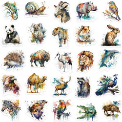 50pcs Aesthetic Watercolor Painting Animals Stickers For Laptop Water Bottle Luggage Guitar Waterproof Graffiti Vinyl Decals (ONLINE ORDER ONLY)