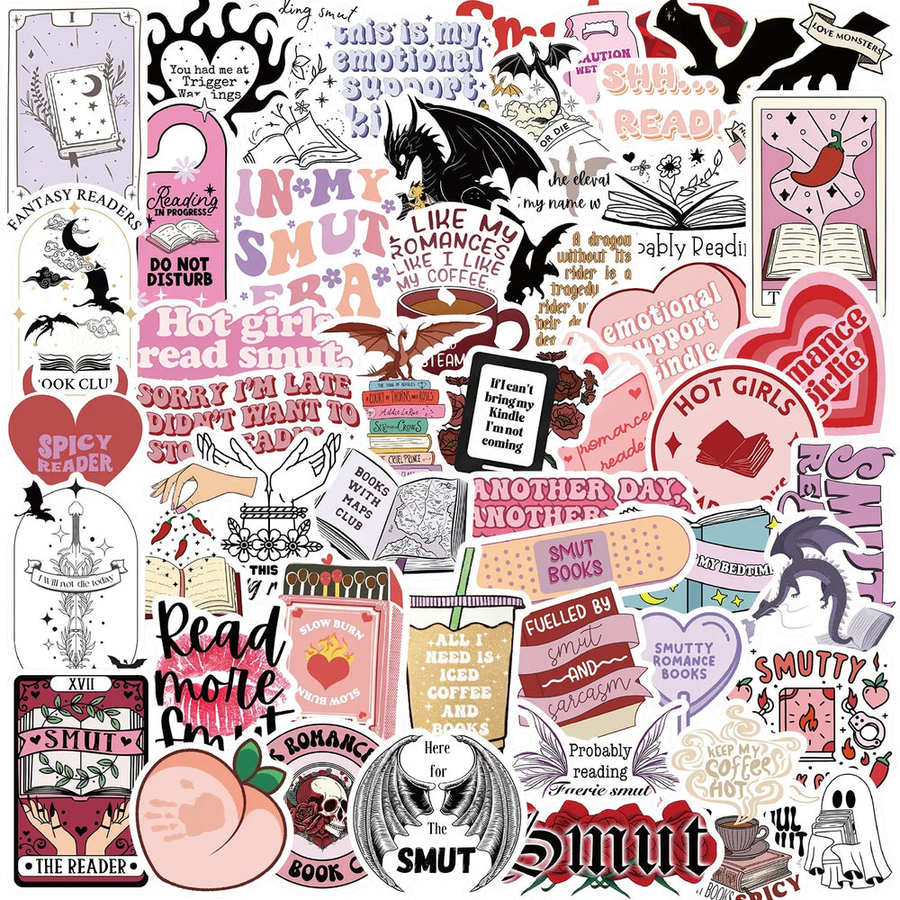 10/52pcs Cool Bookish Smut Reading Book Sticker Packs (ONLINE ORDER ONLY)