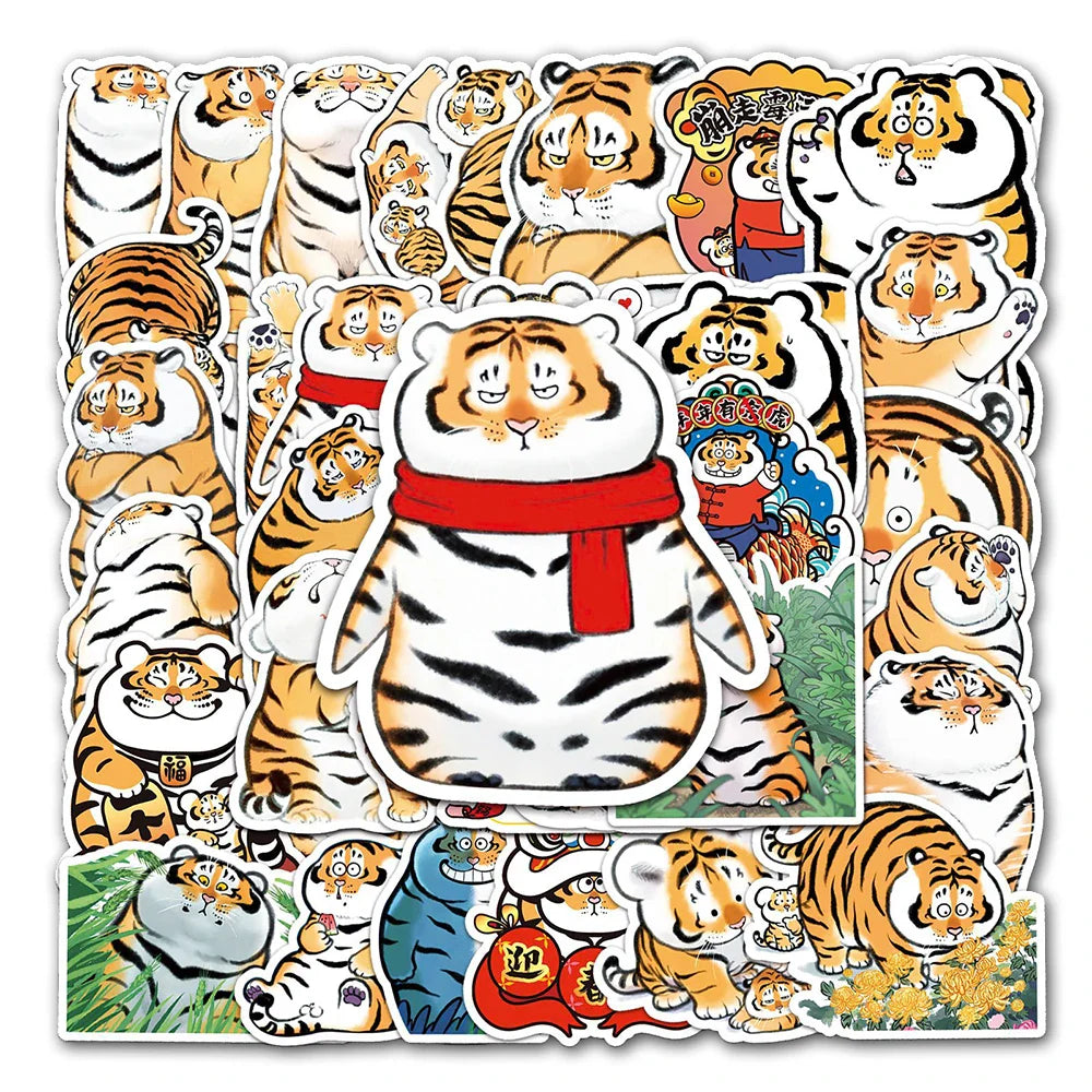 Cartoon Tiger Stickers Waterproof DIY Suitcase Phone Skateboard Decals Kids Toys (Online Order Only)