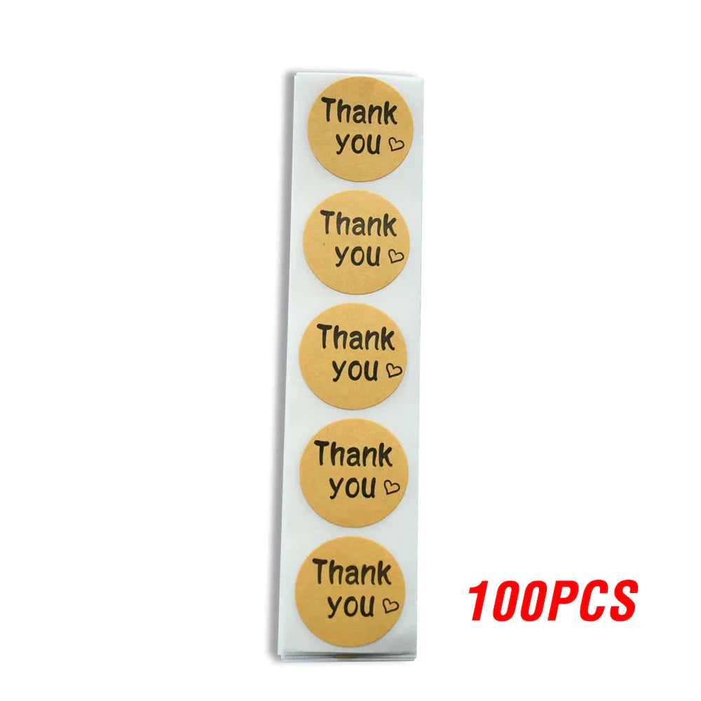 100-500pcs Round Natural Kraft Handmade Stickers Scrapbooking For Package Adhesive Thank You Sticker Seal Labels Stationery (ONLINE ORDER ONLY)