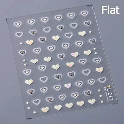 Flat Small Pink Brown Halo Dyeing Love Heart Geometric Leopard Shiny Jelly Chic Embossed Relief Nail Art Stickers Manicure Decal (Online Order Only)