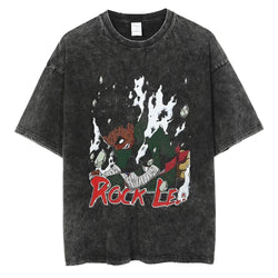 Naruto Rock Lee Streetwear T Shirt Vintage Washed Black (ONLINE ORDER ONLY)