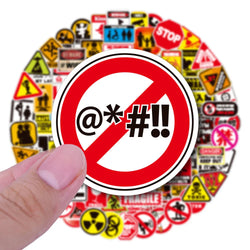 10/30/50/100pcs Funny and Serious Warning and Danger Sticker Packs (Online Order Only)