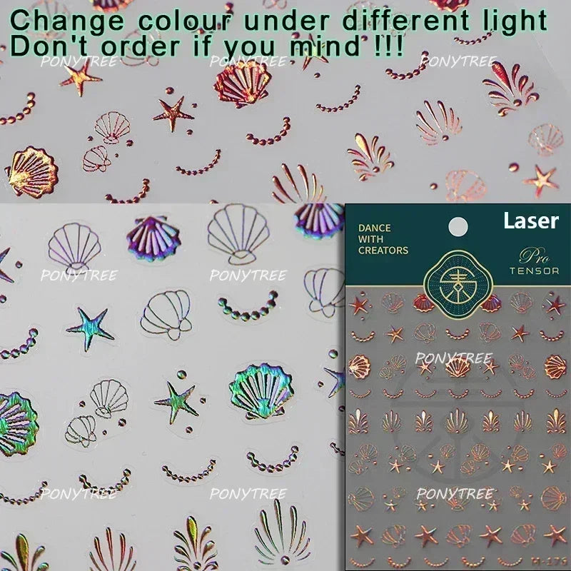 Beach Colourful Conch Dolphin Shell Starfish Jellyfish Star Summer Sea Wave Vacation Mode Water Bubble Nail Art Stickers Decals (Online Order Only)