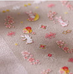 Rabbit Bunny Moon Flower Lantern Peach Blossom Star Bowknot Self Adhesive Nail Art Stickers Rhinestone Delicate Manicure Decals (ONLINE ORDER ONLY)