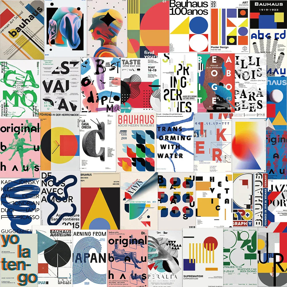 Bauhaus Abstract Art Stickers: 10/20/40pcs for Skateboard, Laptop, Phone, Notebook, Car, Wall Decor (Online Order Only)