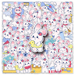 Strawberry Bunny Stickers Cute Animal Decals DIY Scrapbook Laptop Phone Guitar Bike (Online Order Only)