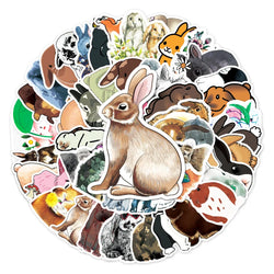 50pcs Aesthetic Children's Sticker Cute Rabbit Cartoon Graffiti Laptop Notebooks Car Credit Card Sticker Motorcycle Helmet (Online Order Only)