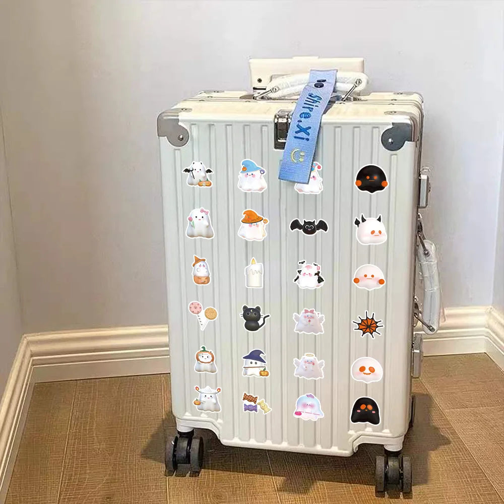 10/30/60PCS Cute Cartoon 3D Ghost Stickers Halloween Decoration Decals For Skateboard Fridge Bike Notebook Car Sticker DIY Toys (Online Order Only)