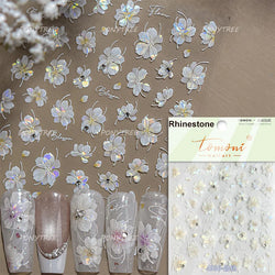 Camellia Tea After Rain Fragrant Flower Paint in Gold White Antique Chinese Characters Adhesive Nail Art Stickers Manicure Decal (ONLINE ORDER ONLY)